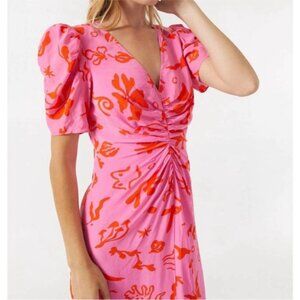 RHODE Maci Dress in Pink Botanical Abstract NWT